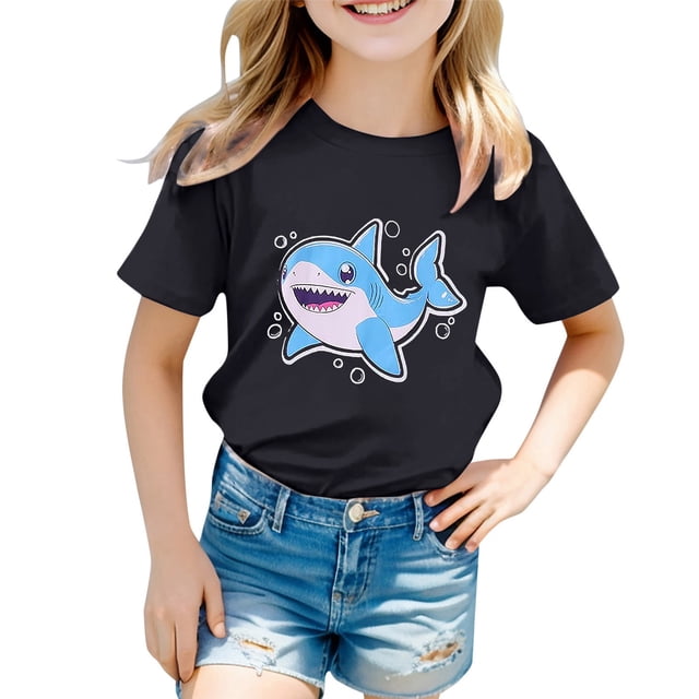 TZEWGL Tees For Child Cute Graphic Short Sleeve Ocean Print Clothes For Toddlers size 8-9T