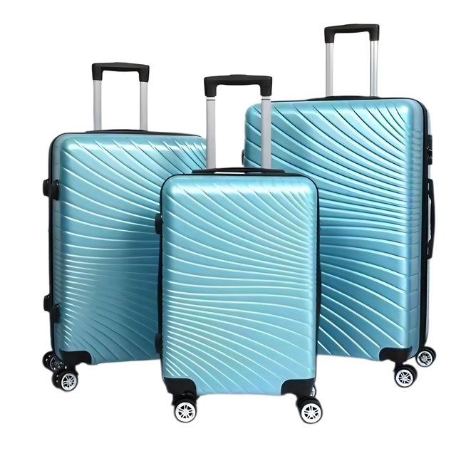 3-Piece ABS Hard Shell Luggage Set - 20″/24″/28″ Ice Blue Suitcases with Spinner Wheels, Scratch-Resistant, TSA Lock, Nesting Design