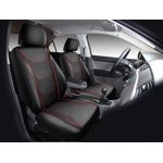 Auto Drive 5-Piece Car Seat cover kit Carbon Fiber Black with Red Piping