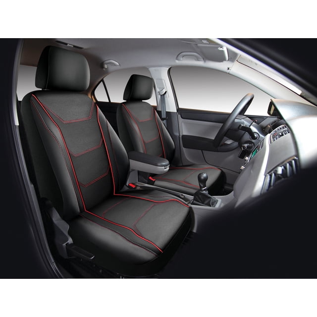 Kit 5 Pièces Housses Auto Drive – Carbone Noir, Passepoil Rouge