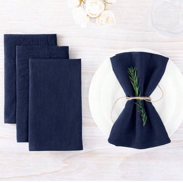 suxuMhao Serviettes en Tissu, Lot de 8 30*30 cm Serviettes de Table en Coton Bleu Foncé, Serviettes de Table Lavables en Tissu pour Table à Manger, Serviettes en Coton et Lin Réutilisables (Sans Corde de Coton Incluse)