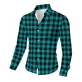thumbnail image 4 of Timdgard Button down Shirts for Men Fall Plaid Lapel V Neck Long Sleeve Shirts Work Casual Tops, 4 of 8