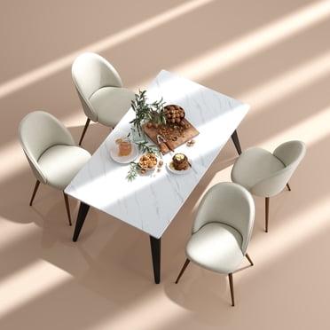 Homy Casa 63 in. Large Dining Table for 4–6 People, Thick Top with Flat Metal Legs