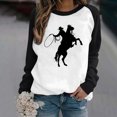 thumbnail image 2 of CEHVOM Mode Femmes Décontracté Imprimé Col Rond Manches Longues T-Shirt Ample Blouse Pull Tops Chandails en Molleton Sans Capuche Liquidation, 2 of 4