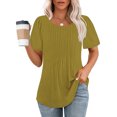 thumbnail image 2 of AherBiu Tuniques pour Femmes Manches Courtes Décontractées Couleur Unie Confortables Été Col Rond Blouse TShirts, 2 of 7