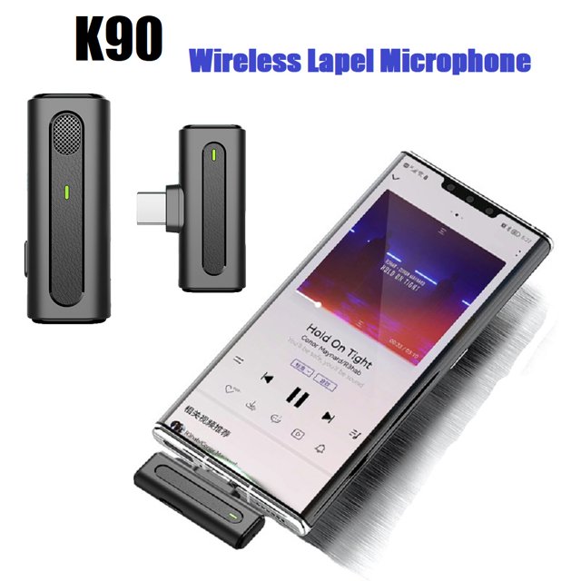 CDLYDCA K90 Wireless Lavalier Microphone Noise Reduction for iPhone/iPad Type-C Android Phone Youtuber Live Mini Mic