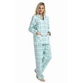 thumbnail image 4 of GLOBAL Women's Flannel Pajama Set - 100% Cotton, Button Down Top & Drawstring Pants | Warm Winter Sleepwear for Canada, 4 of 6