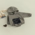 thumbnail image 3 of Baby Girls Boys Spring Autumn Hooded Romper Long Sleeve Contrast Color Romper with One Pocket, 3 of 9