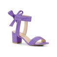 thumbnail image 1 of BLISSFUL STEP Women's Open Toe Ankle Tie Back Block Heels Sandals Purple (Size 6.5), 1 of 7