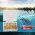 thumbnail image 3 of 100pcs/box High Carbon Steel Barbed Fishing Hooks with Hole Set (Gold), 3 of 5