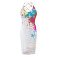 thumbnail image 4 of SMihono Robe Maxi Bohème d'Été pour Femmes Grande Taille Mode Femmes Imprimé Couleur Dos Nu Ajourée Col Rond Robe Aguichant Longue Robe Plage Évasée Robe d'Été, 4 of 7