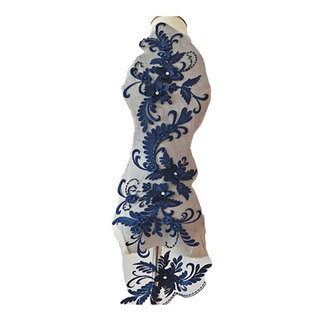Xingzhi Exquisite Lace Applique Patch For Fashion Projects Decoration For Costumes Wavy blue 1Set