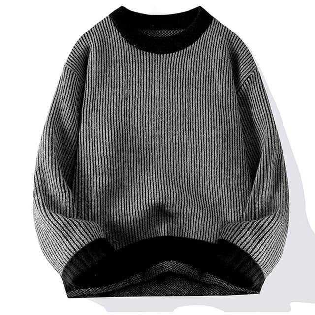 Pisexur Chandails Homme Doux et Confortable Chandails d'Automne Chandail Décontracté pour Homme à Blocs de Couleur Manches Longues Col Rond Noir, TG
