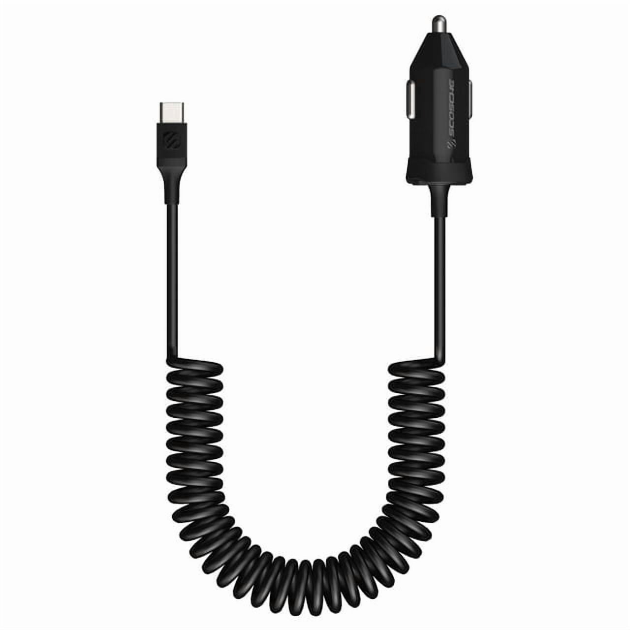 SCOSCHE CPDC203-SP PowerVolt 20W USB Type-C Power Delivery 3.0 Fast Car Charger with Attached 3-foot Adjustable Coiled Cable for ALL USB-C Devices