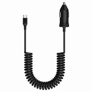 SCOSCHE CPDC203-SP PowerVolt 20W USB Livraison d'électricité de type C 3.0 Chargeur de voiture rapide avec attaché 3-foot Câble en bobine réglable pour ALL USB-C Dispositifs