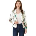 thumbnail image 1 of INSPIRE CHIC Blazer Ajusté pour Femme à Revers Cranté Imprimé, Ouvert à l'Avant, Veste de Tailleur de Travail S Blanc-Fleur, 1 of 5