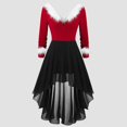 thumbnail image 2 of TJAZFJPA Robe de Ballet Femme Noël Patchwork Col en V Panneau Manches Longues Col en V Robe Asymétrique Noire Robe d'Invité de Mariage Longues Robes pour Femmes Fête, 2 of 7