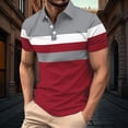 thumbnail image 2 of Dagugfen Shirts for Men Summer Button Lapel V Neck Short Sleeve Strip Slim Breathable Work Casual Tops, 2 of 7