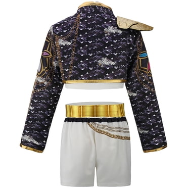 3PC Girls Rock Star Stage Costume Halloween Jacket T-Shirt Shorts Set, Size 5-6Y