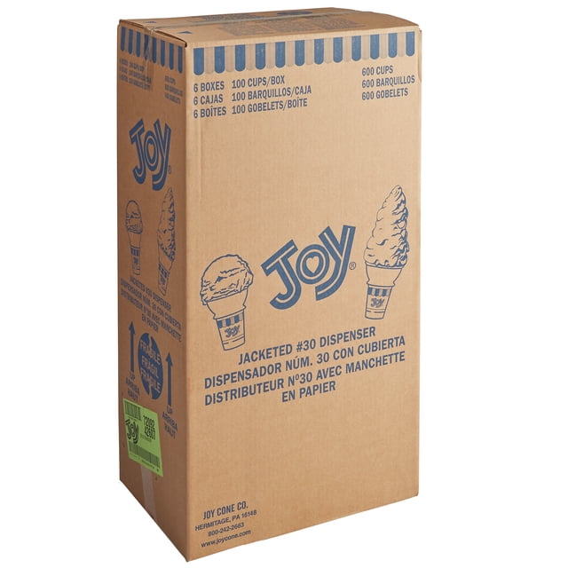 JOY #30J Flat Bottom Jacketed Cake Ice Cream Cones Dispenser Pack - 600/Case