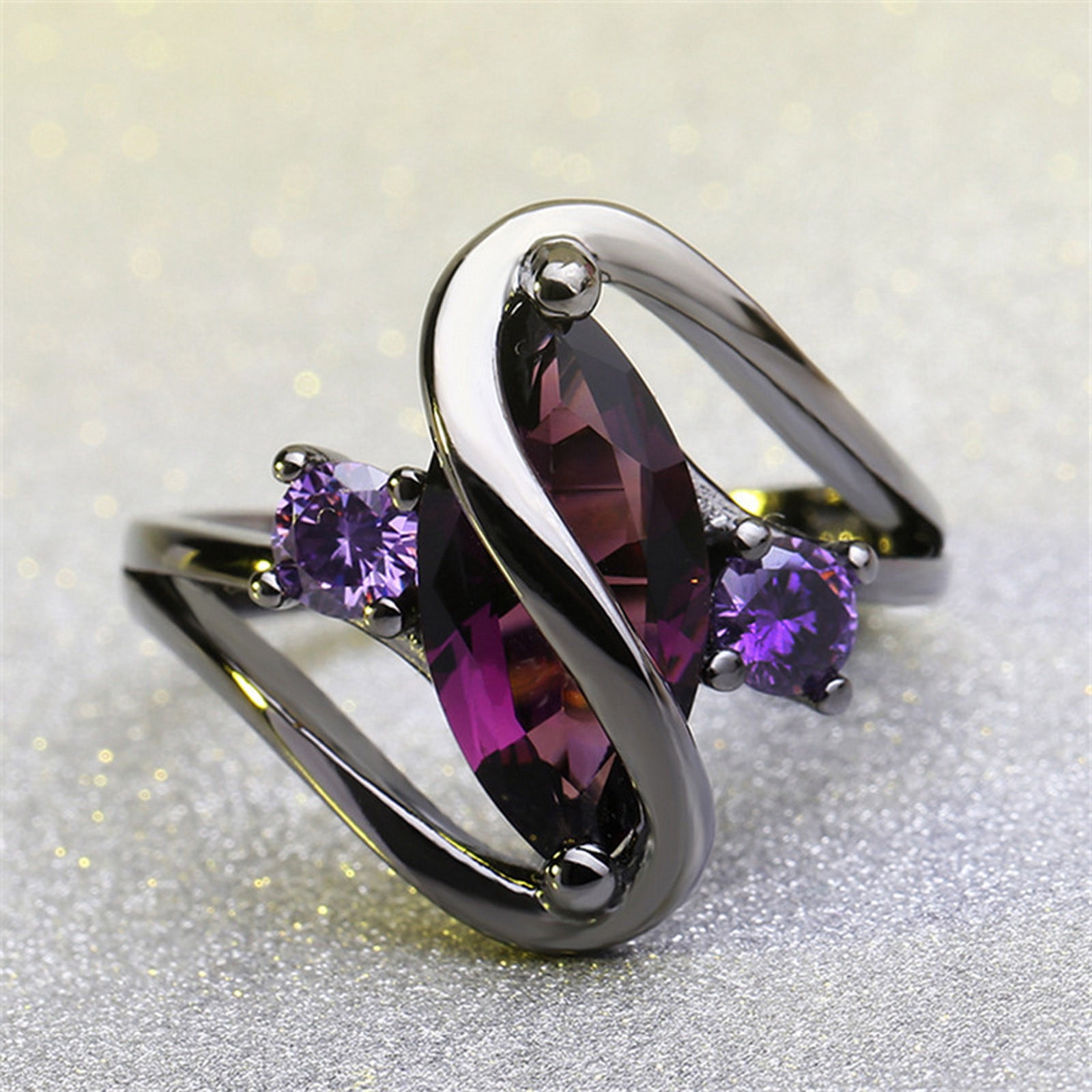 Rvkxad Vintage Purple Zircon Crystal Ring, Women's Wedding