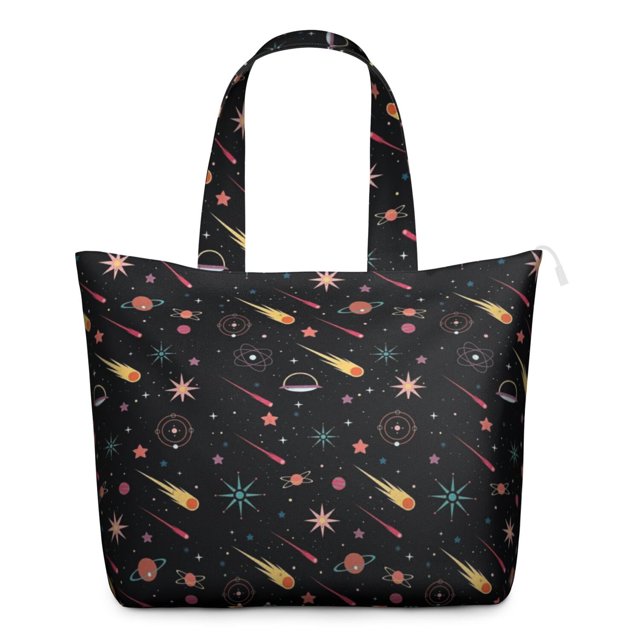 Astronaut Rocket Print Weekender Bag Large Capacity Travel Tote with Outer Space Cosmos Theme, Lightweight Airplane Friendly