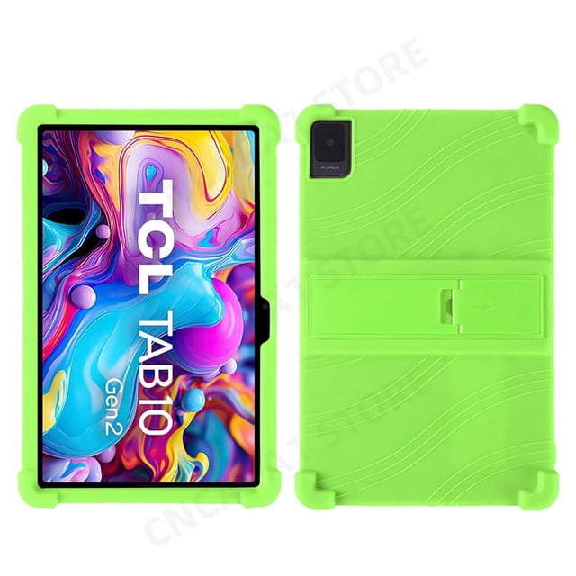4 Thicken Cornors Silicone Cover with Kickstand For TCL Tab 10 Gen 2 Case 8496G 10.36" Tablet PC Soft Shockproof Protector Funda Green Tab 10 Gen 2 8496G