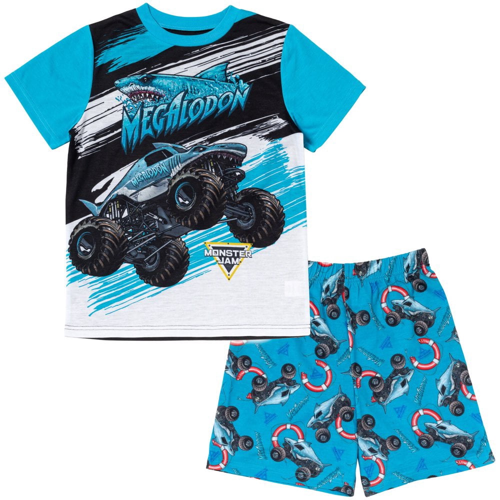 Grave Digger El Toro Loco Megalodon Chandail de Pyjama à Enfiler et Short Ensemble de Sommeil Tout-Petit à Petit Enfant
