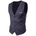 thumbnail image 2 of Jovati Sleeveless Suit Vest for Men, Solid Color, Polyester Blend, Slim Fit, Button Front, Casual Formal Wear, Spring Summer, 2 of 9