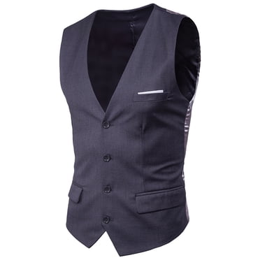 Pisexur Mens Suit Vest Men's Solid Single Breasted Suit V-Neck Button Suit Jackets Top Mens Blazer Jacket Blazer for Men Sports Coat for Men