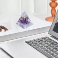 thumbnail image 4 of Crystal Quartz Resin Pyramid Desk Ornament 5cm Natural Stone Decorative Stand for Office Tabletop Zen Decor Gift, 4 of 6
