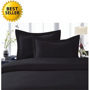 Celine Linen Best, Softest, Coziest Duvet Cover Ever! 1500 Thread Count Egyptian Quality Luxury Super Soft Wrinkle Free 3-Piece Duvet Cover Set , Full/Queen, Black