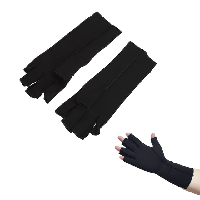 Gants en Cuivre pour l'Arthrite, Gants de Compression pour Hommes Femmes Noirs, Réduire la Douleur par Compression, Adaptés à l'Arthrite, Design Demi-Doigt, Adaptés à Diverses Conditions