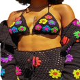 thumbnail image 3 of Women Two-Piece Clothes Set Floral Sleeveless Crop Tops And Knitted Skirt, 3 of 6