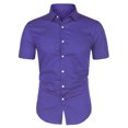 thumbnail image 1 of INSPIRE CHIC Chemise à Pois à Manches Courtes pour Homme, Boutonnée, Violet 38, 1 of 6