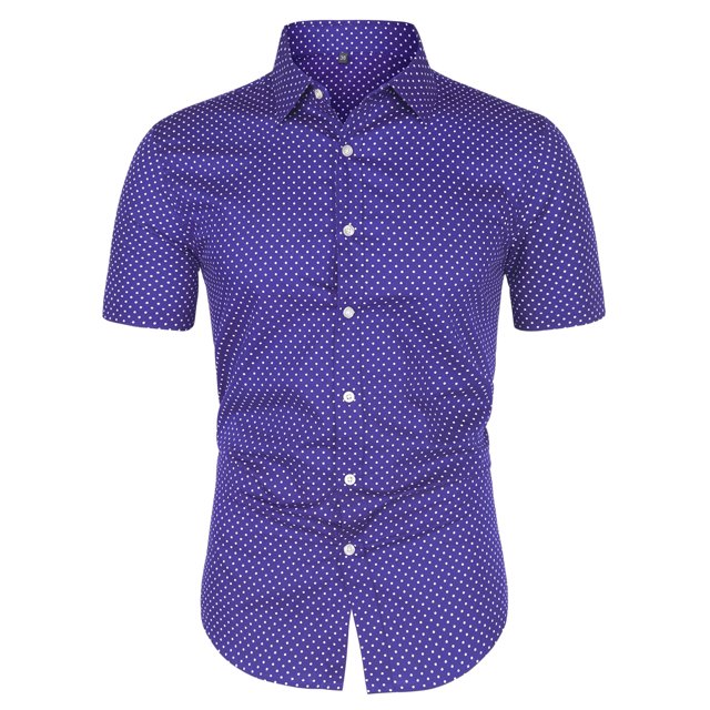 INSPIRE CHIC Chemise à Pois à Manches Courtes pour Homme, Boutonnée, Violet 38
