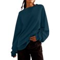 thumbnail image 1 of RXIRUCGD Haut à Manches Longues pour Femme, Ample, Décontracté, à Blocs de Couleur, Col Rond, Bleu, Taille : M, 1 of 7