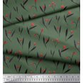 thumbnail image 3 of Soimoi Green polyester Crepe Fabric Red Berries & Leaves Print Sewing Fabric Yard 42 Inch Wide, 3 of 3