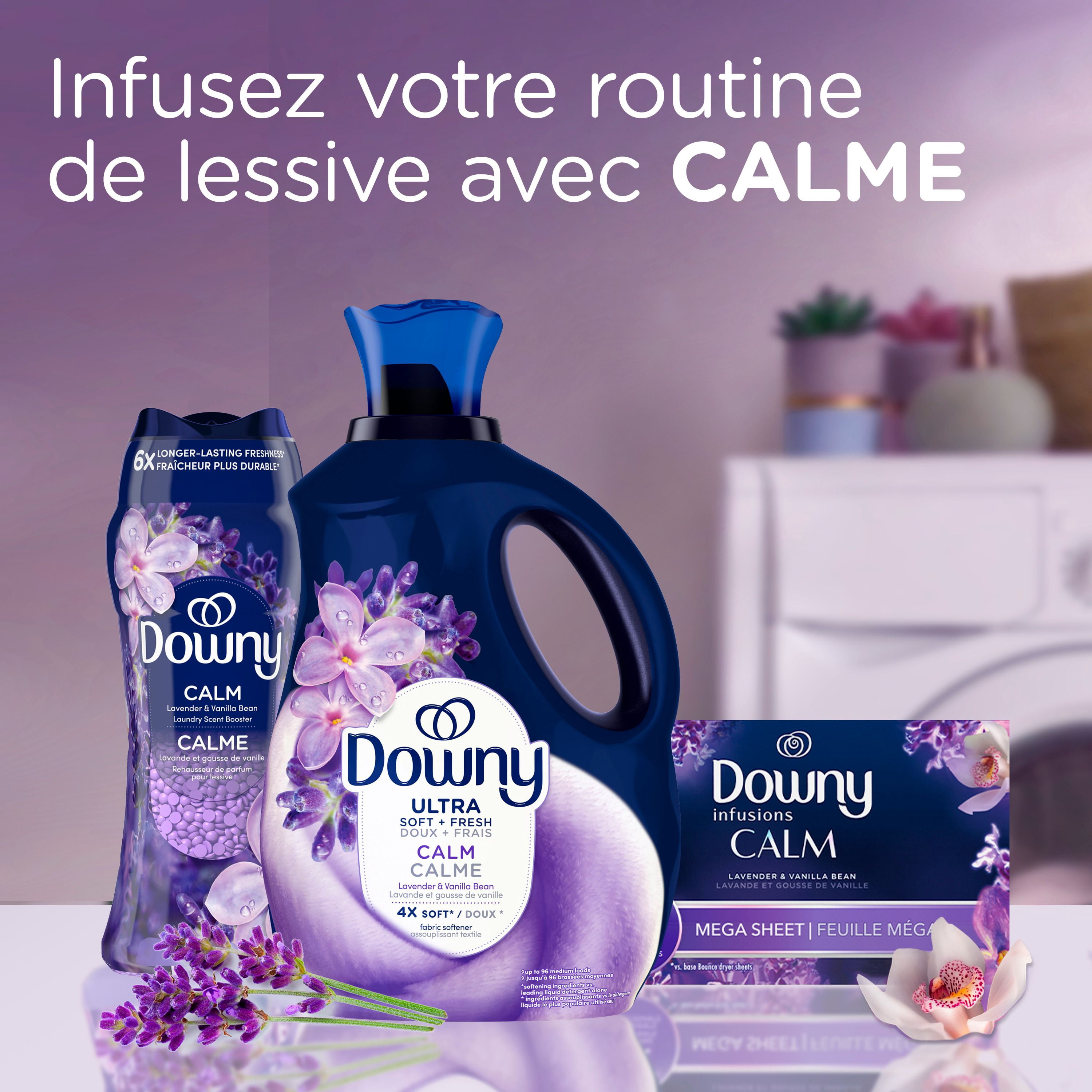 Downy Assouplissant Textile Liquide Ultra Doux Plus Frais, Calme, Lavande et Gousse de Vanille, Downy Assouplissant Textile, Assouplissant à Lessive 138WL