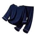 thumbnail image 2 of MIASHUI Ensemble de Pyjama T-Shirt à Manches Courtes et Pantalon pour Garçons, Décontracté, Marine, 5-6 Ans, 2 of 3