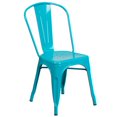 thumbnail image 1 of Chaise empilable intérieure/extérieure en métal sarcelle-bleu cristal, 1 of 9