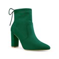thumbnail image 1 of Unique Bargains Women's Pull on Drawstring Block Heel Ankle Boots Green (Size 9), 1 of 8