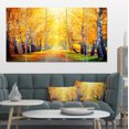 thumbnail image 1 of Arbres Jaunes d'Automne dans un Rayon de Soleil - Grande Impression d'Art sur Toile de Paysage, 1 of 4