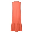 thumbnail image 5 of Cameland Robe Femme Mode Unie Solor à Col en V Sans Manches à Boutons en Coton et Lin, 5 of 5