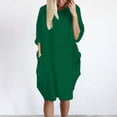 thumbnail image 2 of Pompotops Robe Ample pour Femmes avec Poches, Col pour Dames, Hauts Longs Décontractés, Robe Grande Taille en Solde, 2 of 4