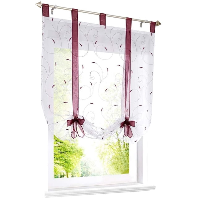 Store Romain avec Ruban Brodé Rideaux Romains Voilage Transparent à Pattes Rideau, Polyester, Baie, LxH (Violet,140*140cm)