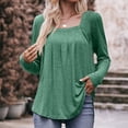 thumbnail image 2 of AherBiu Tuniques pour Femmes à Manches Longues d'Automne, Blouses à Encolure Carrée, Chic Décontracté, Froncées, Coupe Ample, 2 of 7