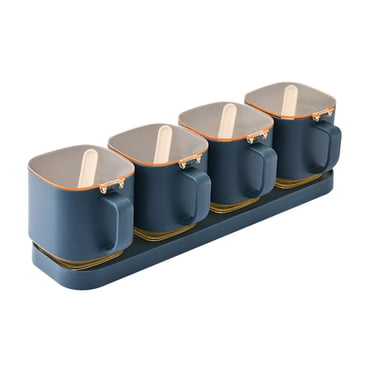 TACILIP Pot à Assaisonnement avec Couvercle Vertical, Bocal en Verre avec Shaker, Bouteille de Cuisine pour Assaisonnement, Pot à Huile Ménager, Boîte à Assaisonnement au MSG avec Cuillère, Organisation et Rangement, Cadeaux de Pendaison de Crémaillère