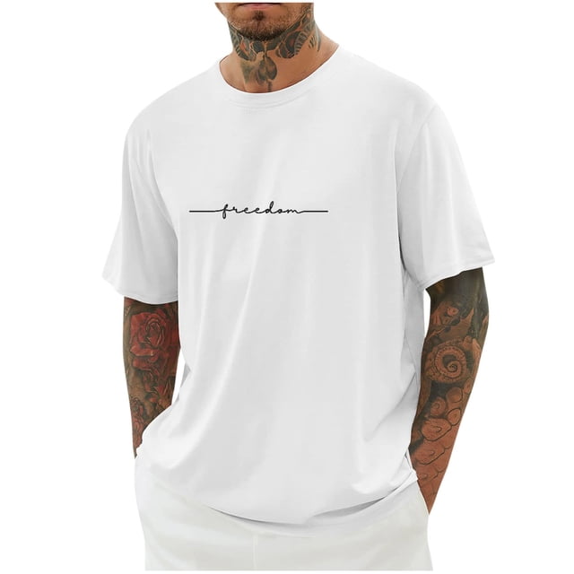 Chemises pour Hommes, Hommes Imprimé Col Rond Décontracté Mode Manches Courtes Blouses Col Rond Chemises