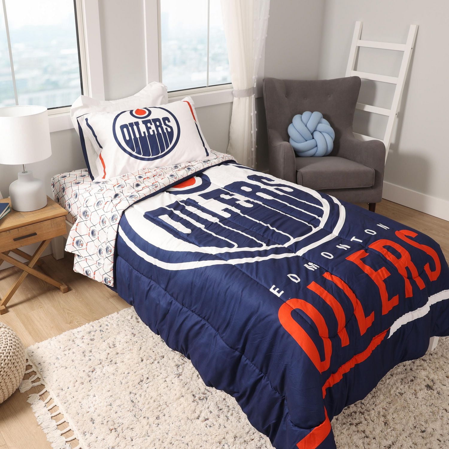 Le Oilers de Edmonton de la NHL Ensemble de literie simple 4 pièces
